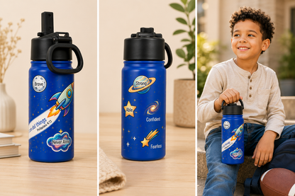 Kids 12oz Stainless Steel Water Bottle – Rocket Philippians 4:13