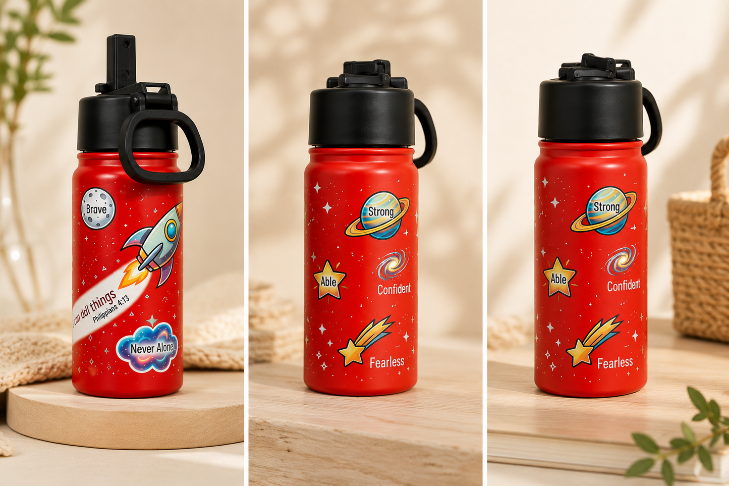 Kids 12oz Stainless Steel Water Bottle – Rocket Philippians 4:13