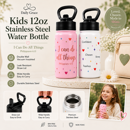 Kids 12oz Stainless Steel Water Bottle – I Can Do All Things