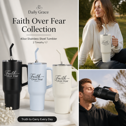 Faith Over Fear 40oz Stainless Steel Tumbler | 2 Timothy 1:7