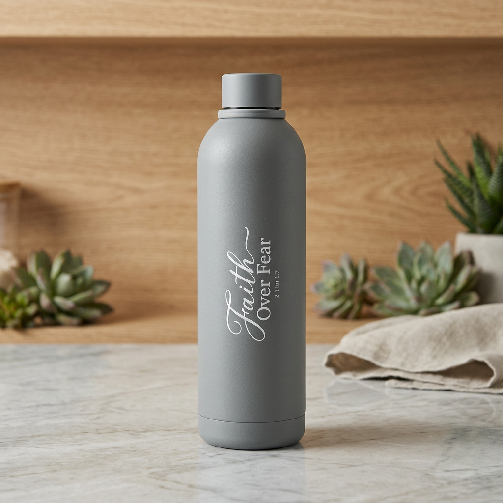 Faith Over Fear 750ml Stainless Steel Water Bottle | 2 Timothy 1:7